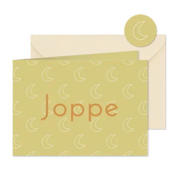 Lief geboortekaartje met patroon van maantjes